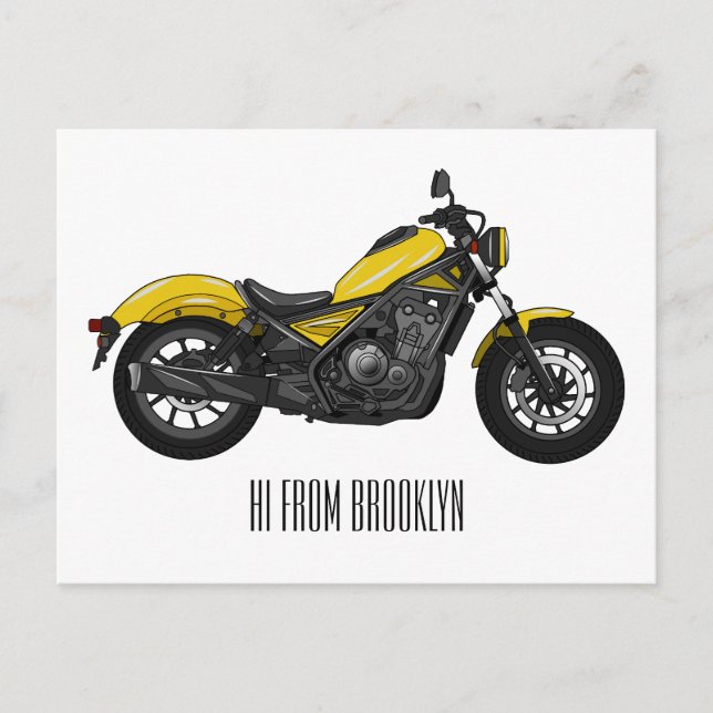 Carte Postale Illustration de moto Cruiser (Devant)