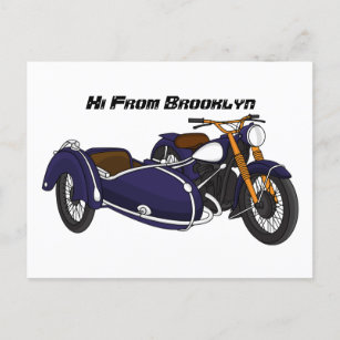Carte Postale Illustration de moto pourpre Sidecar