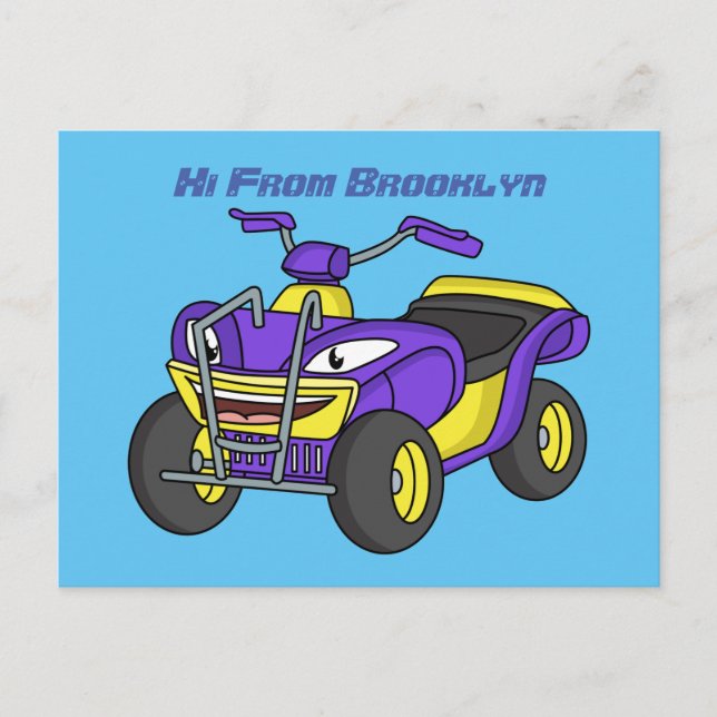 Carte Postale Illustration de moto Purple Quad (Devant)
