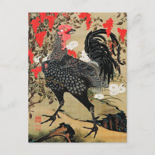 Carte Postale Illustration de Nandina et Rooster par Ito Jakuchu