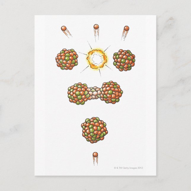 Carte Postale Illustration de neutron frappant Uranium-235 (Devant)