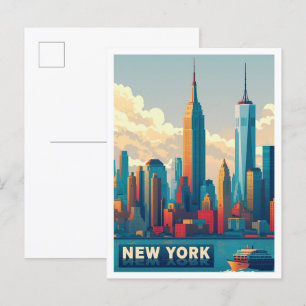 Carte Postale Illustration de New York City Art Vintage voyage