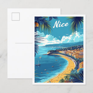 Carte Postale Illustration de Nice France Art Vintage