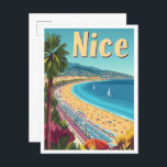 Carte Postale Illustration de Nice France Vintage voyage<br><div class="desc">Nice France Art Vintage illustration du lieu de voyage</div>