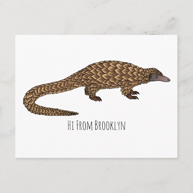 Carte Postale Illustration de pangolin à queue longue (Devant)