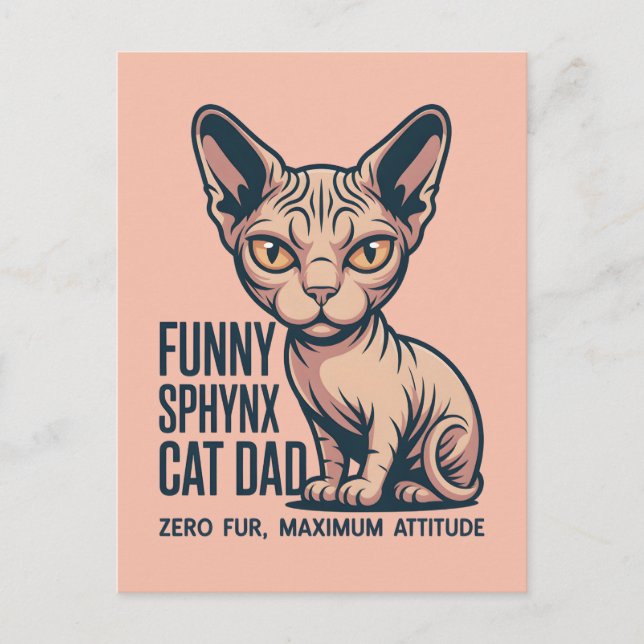 Carte Postale Illustration de papa chat Sphynx drôle (Devant)
