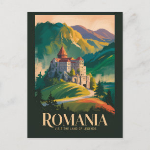 Carte Postale Illustration de paysage de château de Roumanie Art