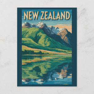 Carte Postale Illustration de paysage de Nouvelle-Zélande Art de