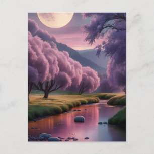 Carte Postale Illustration de paysage de rêve lunaire fantastiqu