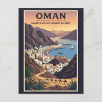 Illustration de paysage d'Oman Art de voyage vinta