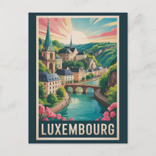 Carte Postale Illustration de paysage luxembourgeois Art de voya