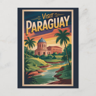 Carte Postale Illustration de paysage paraguayen Art de voyage v