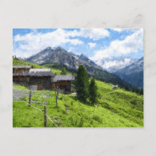 Carte Postale Illustration de peinture à l'huile des Alpes autri