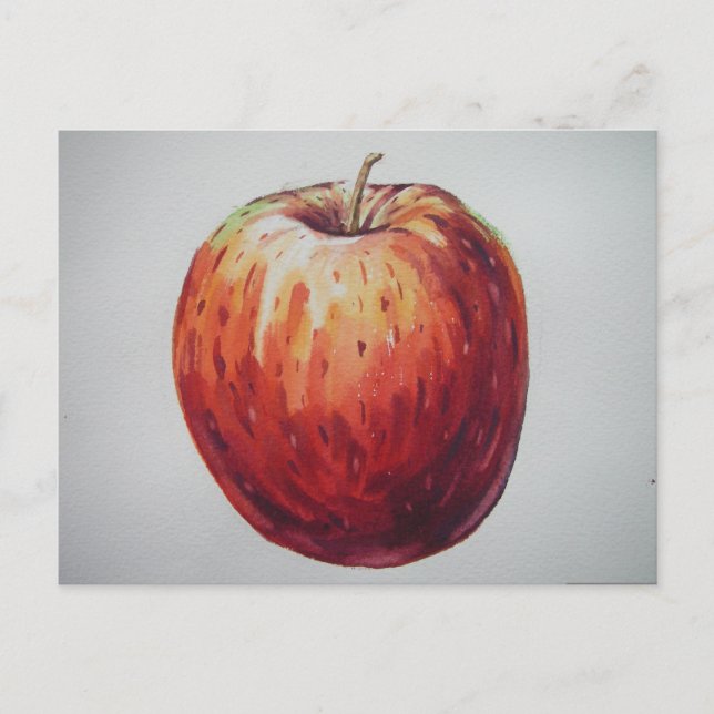 Carte Postale Illustration de peinture sur fruits de pomme sucré (Devant)