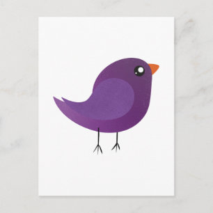 Carte Postale Illustration de petit oiseau violet mignon