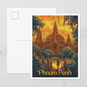 Carte Postale Illustration de Phnom Penh Cambodia Vintage voyage