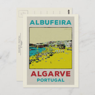 Carte Postale Illustration de plage Albufeira Algarve