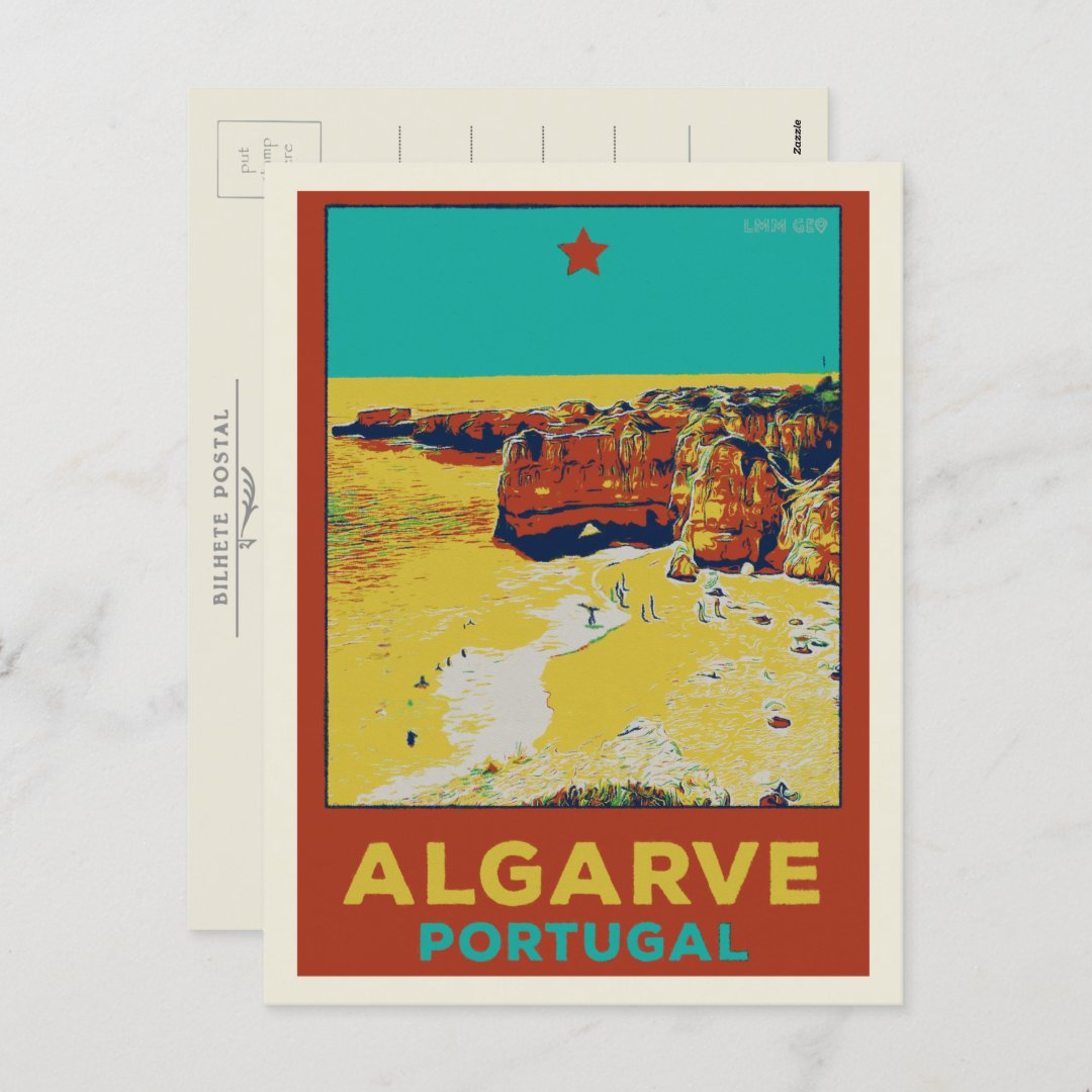 Carte Postale Illustration De Plage Algarve Portugal Zazzlefr 8005