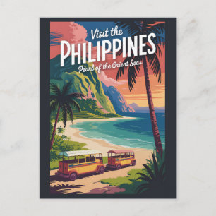 Carte Postale Illustration de plage vintage de voyage aux Philip
