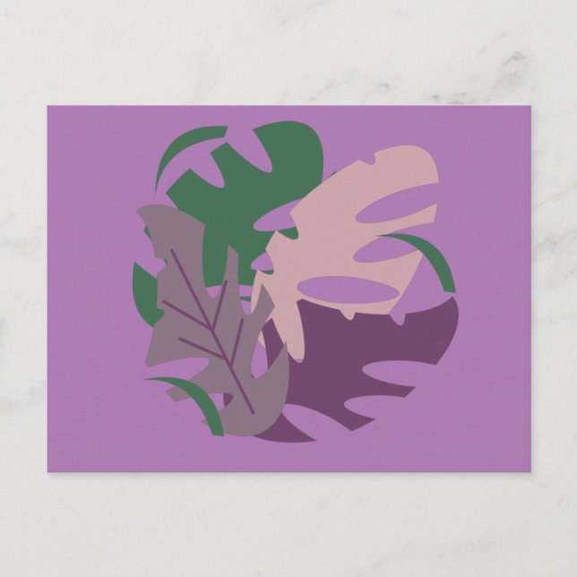 Carte Postale Illustration de plante Monstera à feuillage violet (Devant)