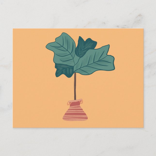Carte Postale Illustration de plante verte en pot de figuier de  (Devant)
