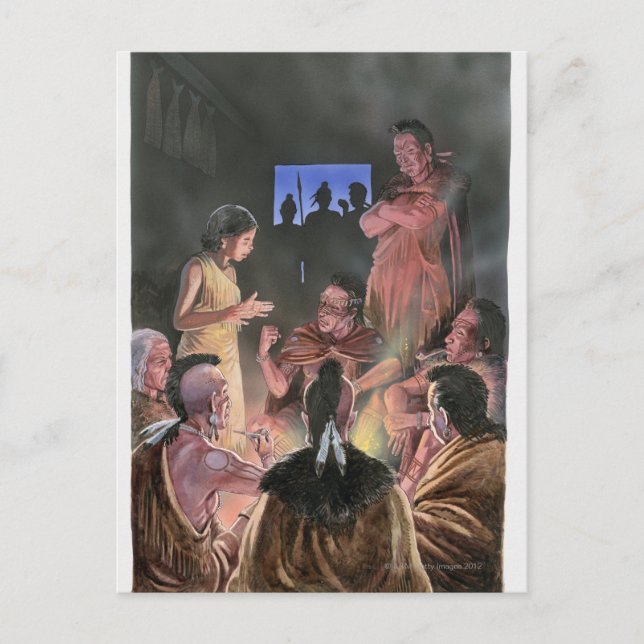 Carte Postale Illustration de Pocahontas qui lui parle (Devant)