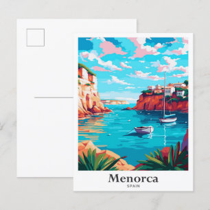 Carte Postale Illustration de Potrait Vintage voyage de Menorca 
