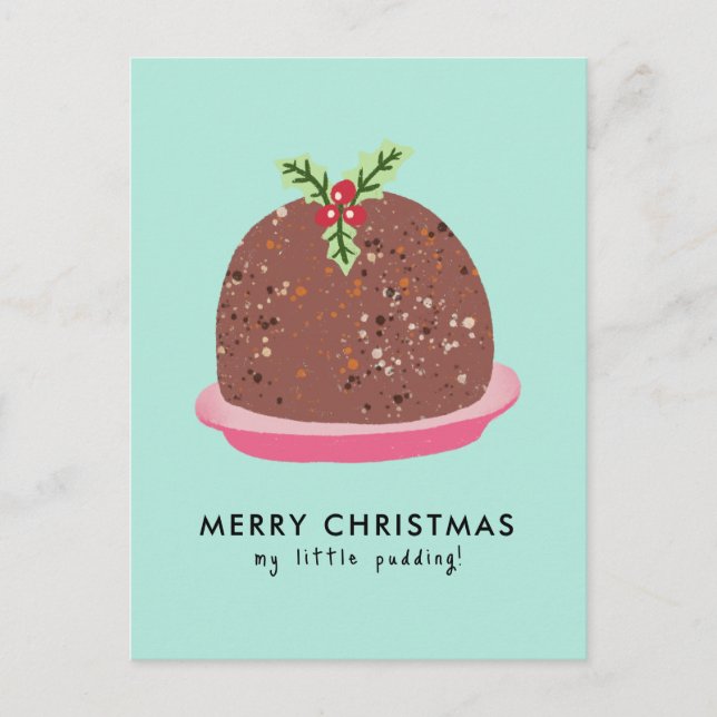 Carte Postale Illustration de pudding moderne de Noël joyeux (Devant)