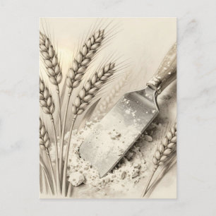 Carte Postale Illustration de racloir de pâte en farine de tiges