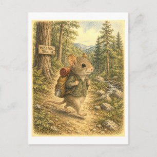 Carte Postale Illustration de randonnée de souris