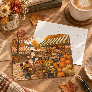 Carte Postale Illustration de récolte du marché des agriculteurs