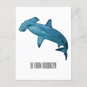 Carte Postale Illustration de requin marteau de dessin animé