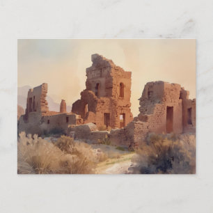 Carte Postale Illustration de ruines vintage du sud-ouest