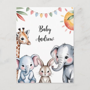 Carte Postale Illustration de safari d'animaux à l'aquarelle mig