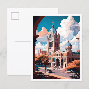 Carte Postale Illustration de San Antonio Texas Art Vintage voya