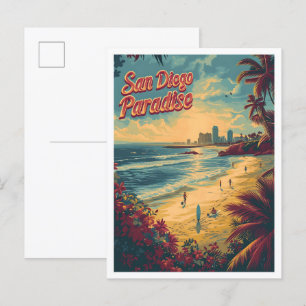 Carte Postale Illustration de San Diego California Vintage voyag