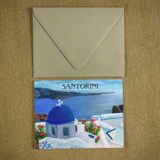Carte Postale Illustration de Santorin Grèce (santorini greece beautiful postcard)