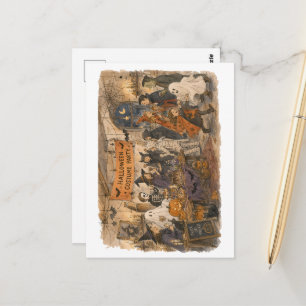 Carte Postale Illustration de scène de fête costumée pour Hallow