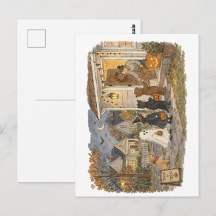 Carte Postale Illustration de scène de porche avant pour la fête