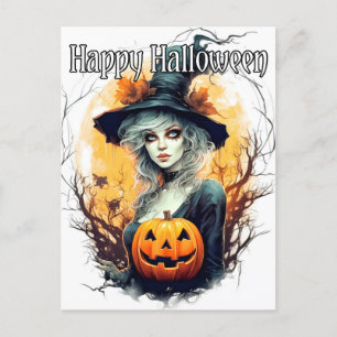 Carte Postale Illustration de sorcière de Salem - Halloween heur