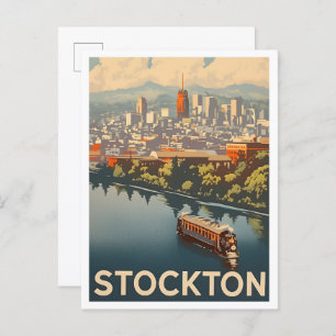 Carte Postale Illustration de Stockton California Vintage voyage