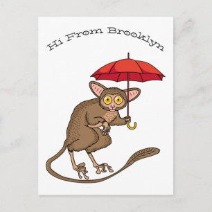 Carte Postale Illustration de style cartoon d'un tarsier mignon 