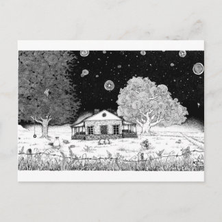 Carte Postale Illustration de stylo et d'encre sous les étoiles