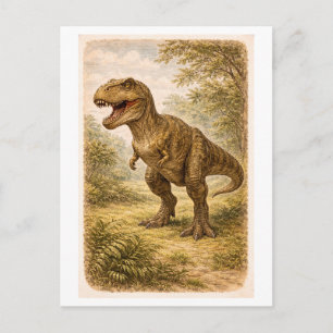 Carte Postale Illustration de T. Rex de style vintage
