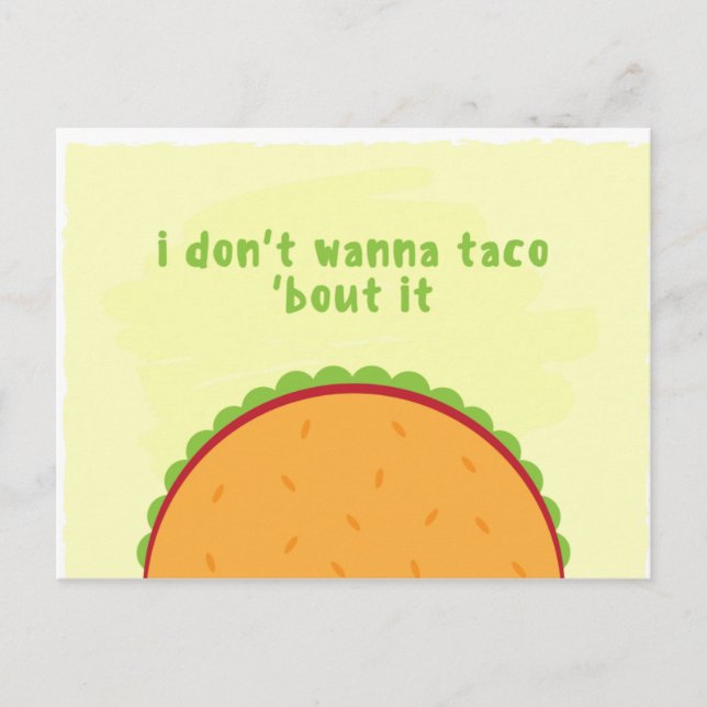 Carte Postale Illustration de taco drôle icône alimentaire (Devant)