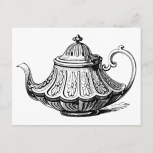 Carte Postale Illustration de théière antique