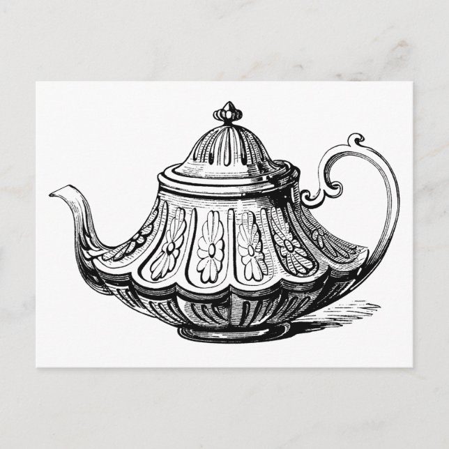 Carte Postale Illustration de théière antique (Devant)