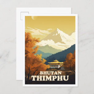 Carte Postale Illustration de Thimphu Bhutan Art Vintage voyage