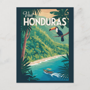 Carte Postale Illustration de Toucan du Honduras Art de Voyage V