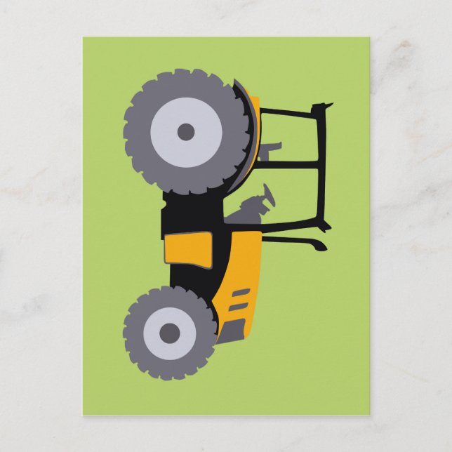 Carte Postale Illustration de tracteur jaune pour nurserie camio (Devant)